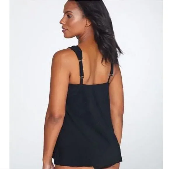 Miraclesuit 8B NWT Black Solid‎ Razzle Dazzle Underwire Tankini Top Women's 8